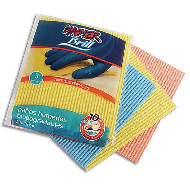 Master Paño Húmedo Antibacterial Biodegradable Pack x 3