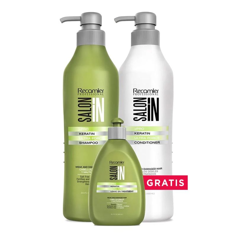 Salon In Keratin Pack: Shampoo + Acondicionador + Tratamiento