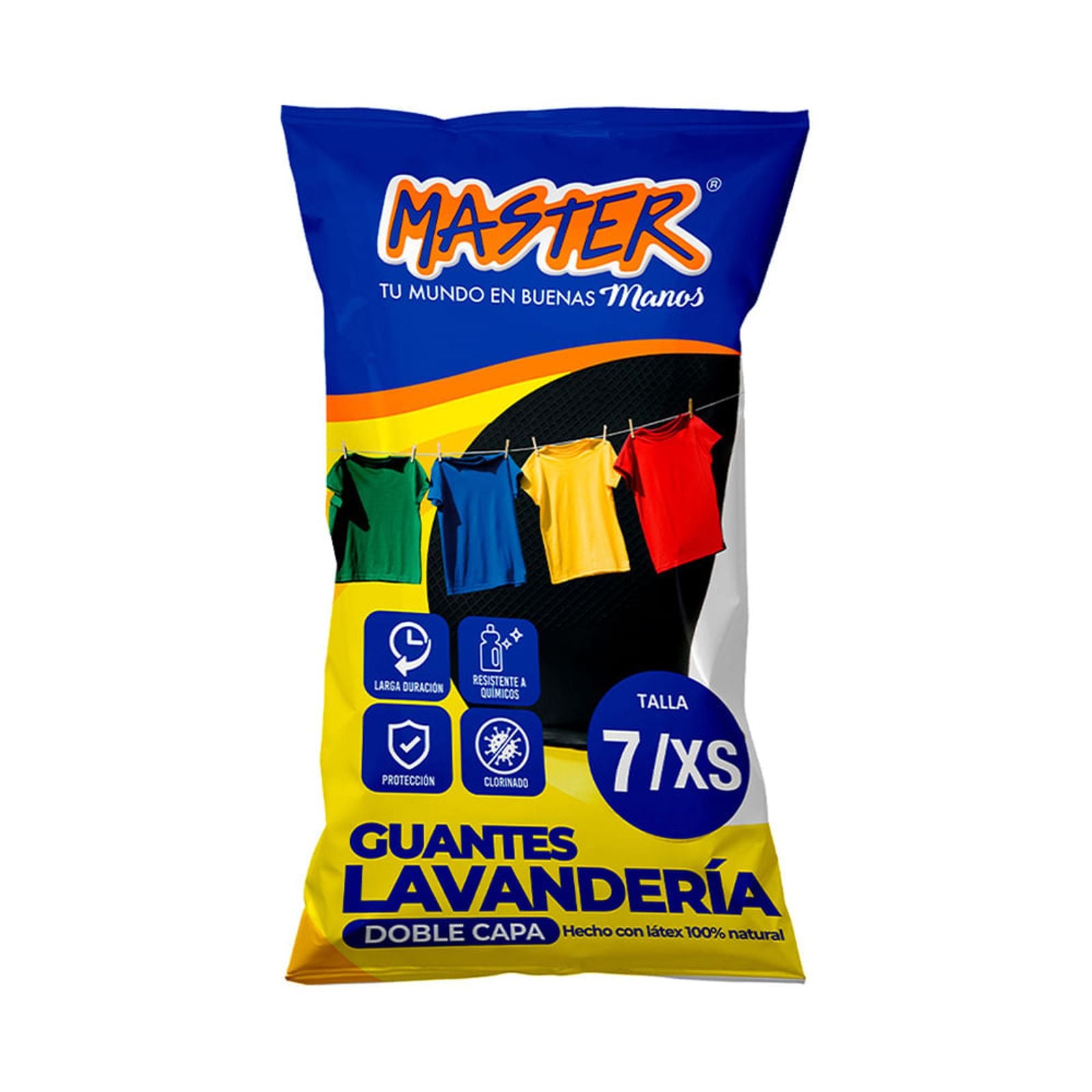 Master Guante para Lavandería Negro/Amarillo Talla 7