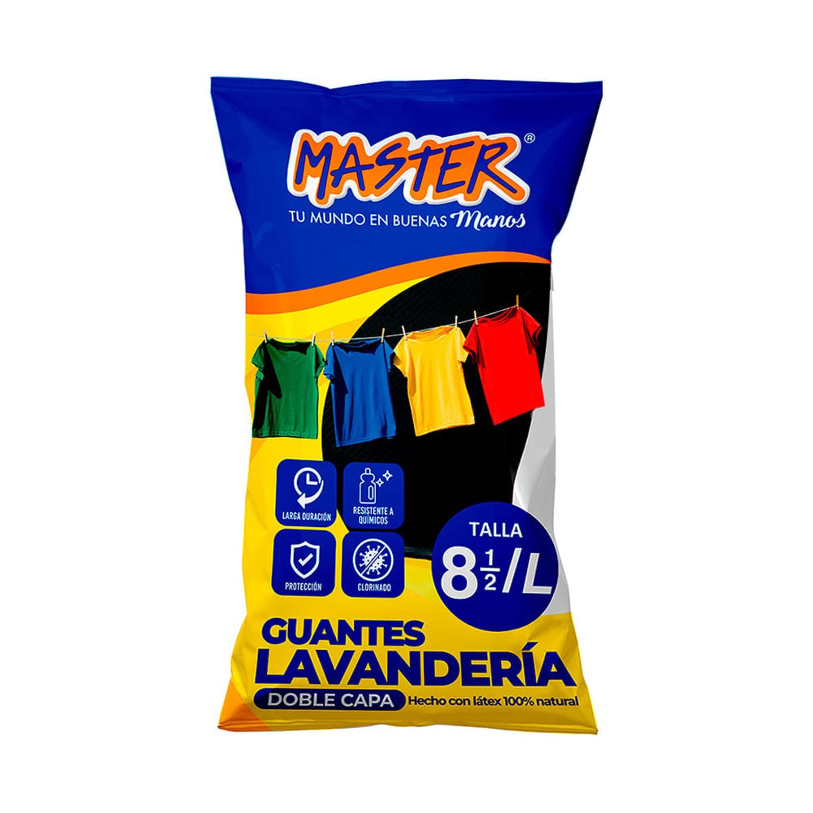 Master Guante para Lavandería Negro/Amarillo Talla 8.5