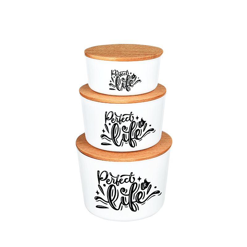 Titiz WoodCut Juego de 3 Recipientes Para Guardar