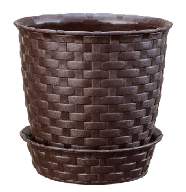 Maceta Redonda Estilo Ratán 29x27 Cm