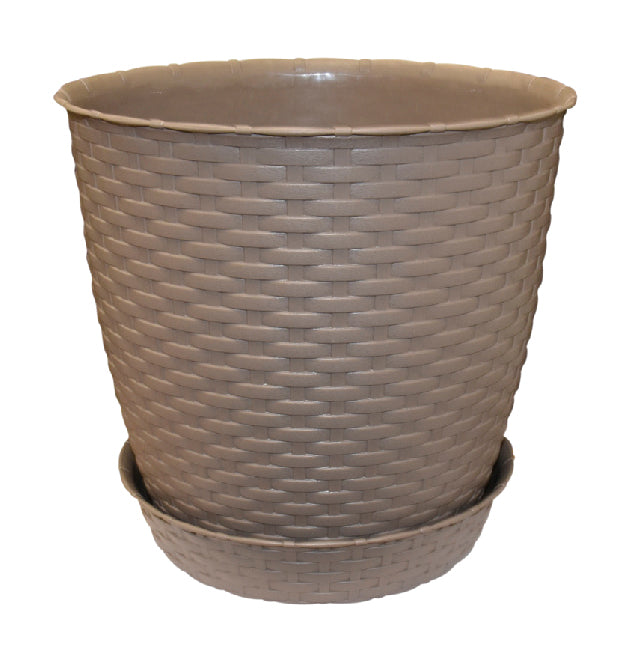 Maceta Redonda Estilo Ratán 18x16 Cm