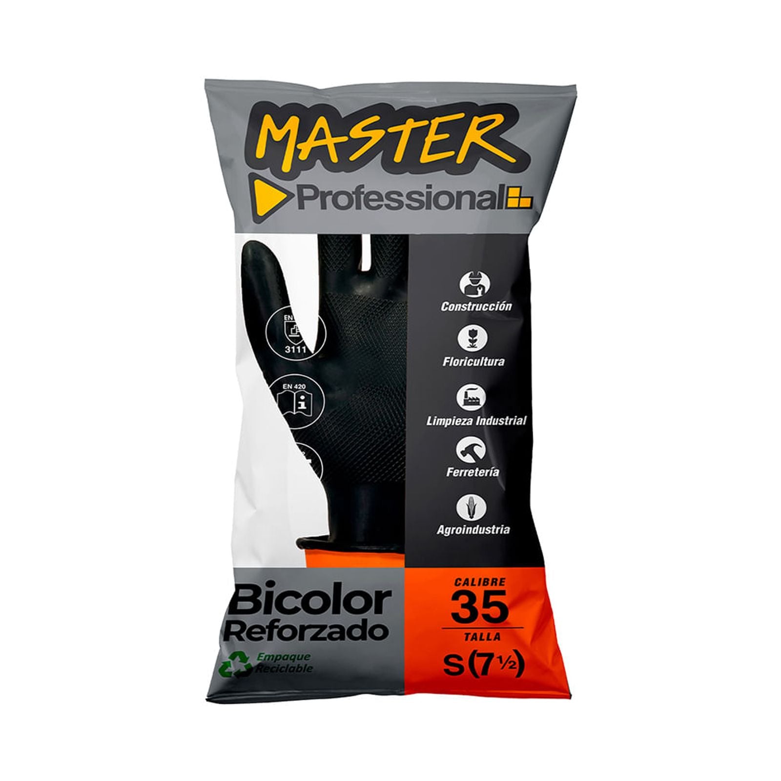 Master Guante Bicolor Reforzado C35 Talla 7.5