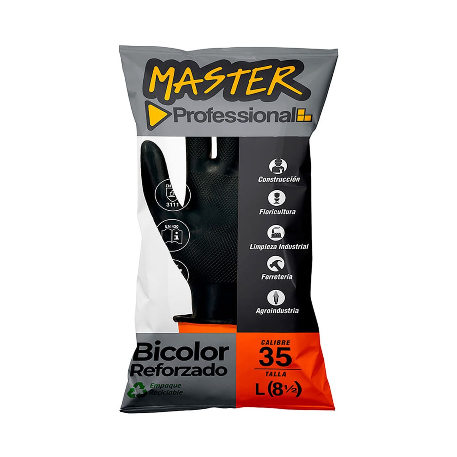 Master Guante Bicolor Reforzado C35 Talla 8.5